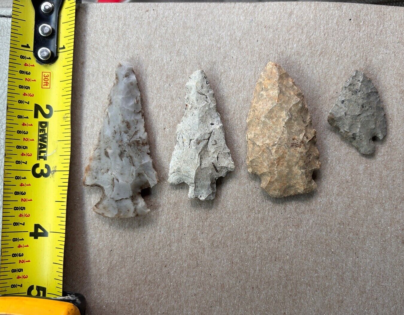 indian arrowheads authentic lot SE MICHIGAN 2-3/4” -2 1/2 (x2)  & 1 1/4