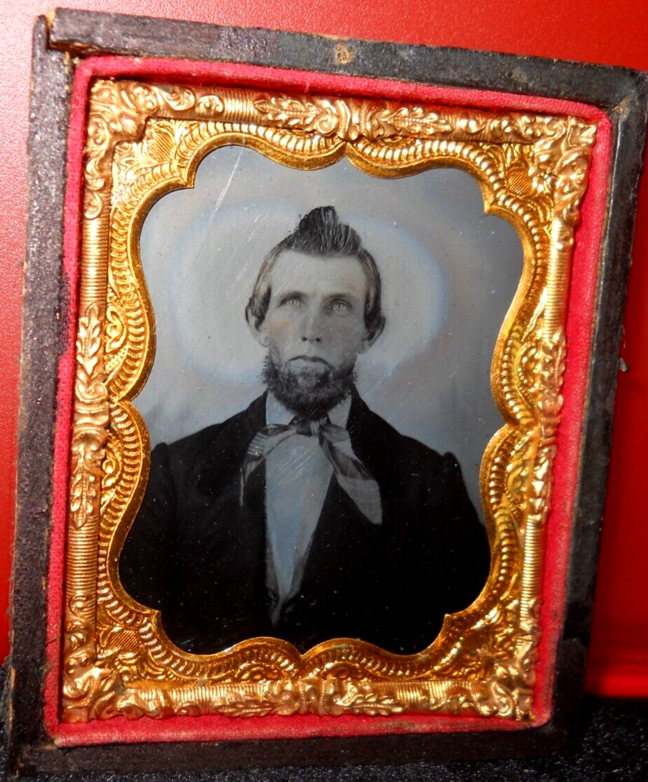 1/6th Size Neff Pat. Tintype of young man in half case