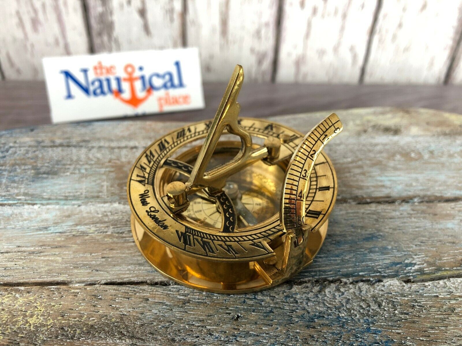 Brass Sundial Compass - Polished Finish - Old Vintage Antique Style - Nautical