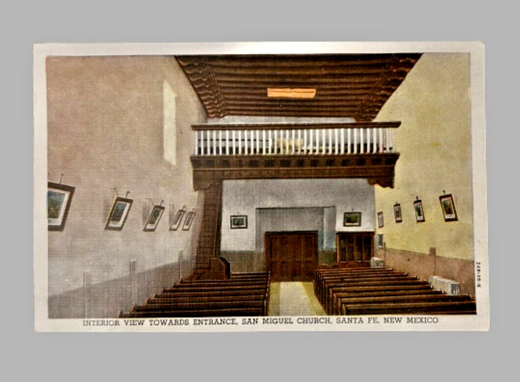 Sante Fe NEW MEXICO Postcard San Miguel Church Interior • Unposted Divided