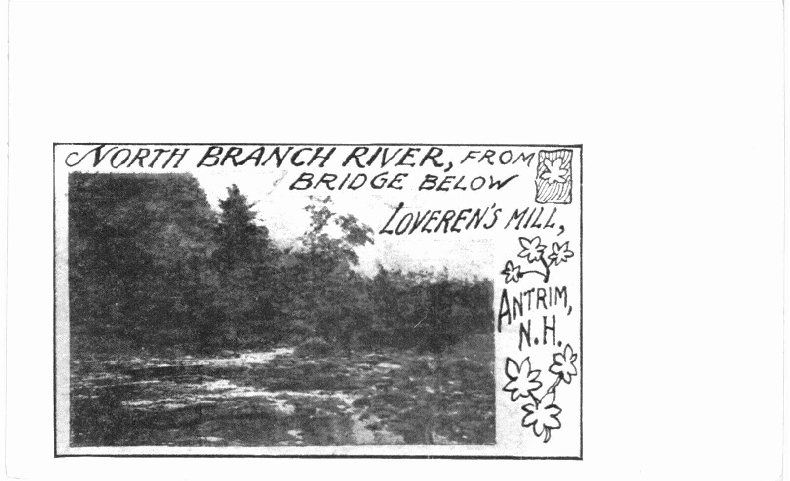 Antrim North Branch River Loveren\'s Mill 1910 NH 