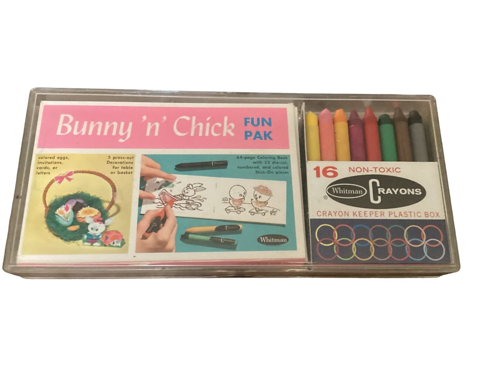 Whitman Vintage Coloring Toy Kit Easter Theme Bunny N Chick Set