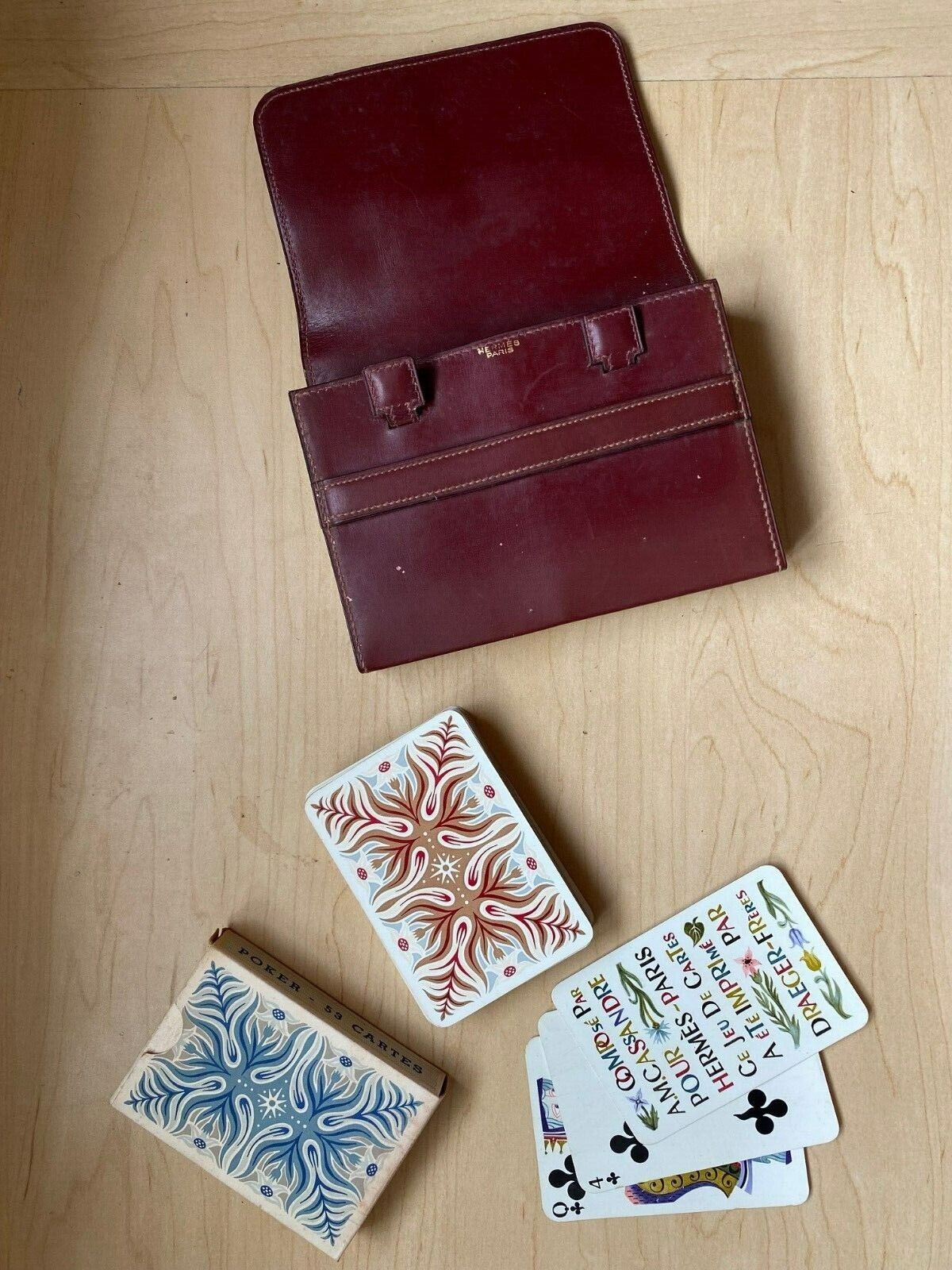 Hermes Poker Case & Cards - Rare 1948 Vintage Leather case with Cassandre Cards 