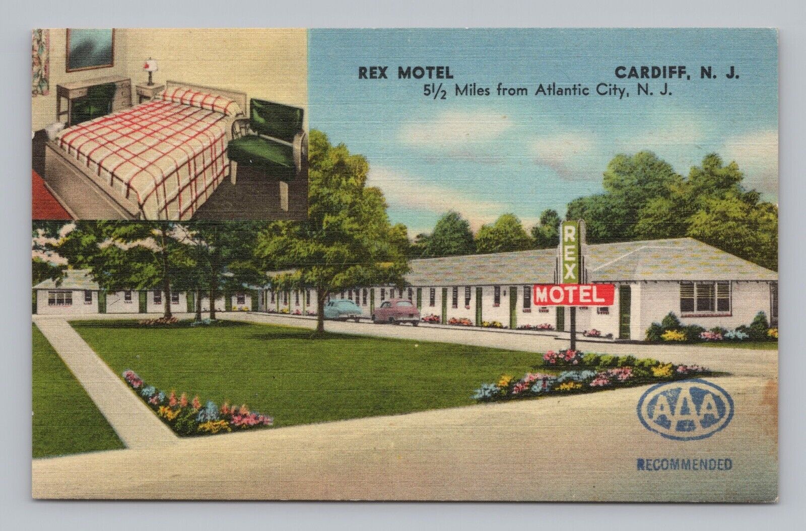 Postcard Rex Motel Cardiff New Jersey