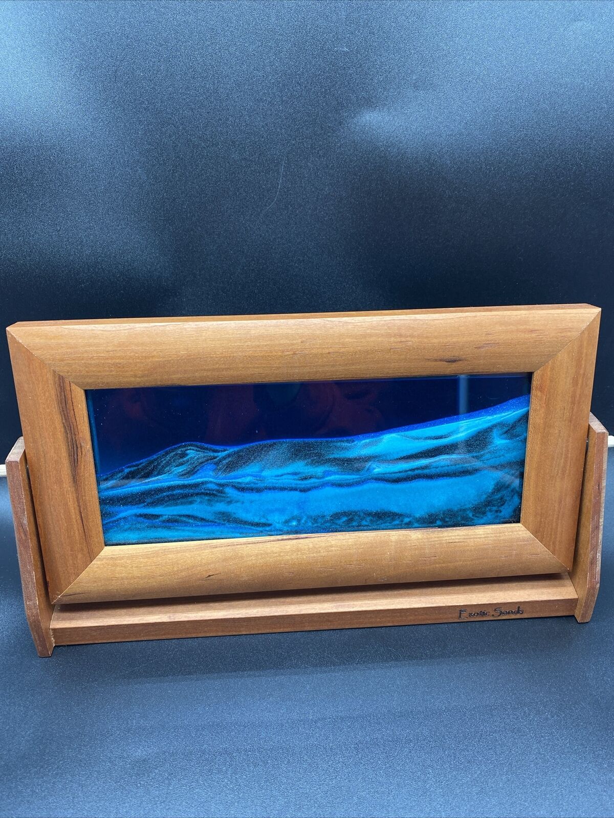 Exotic Sands Art William Tabar Moving Sand 12” Blue Black Glitter Sparkles Alder