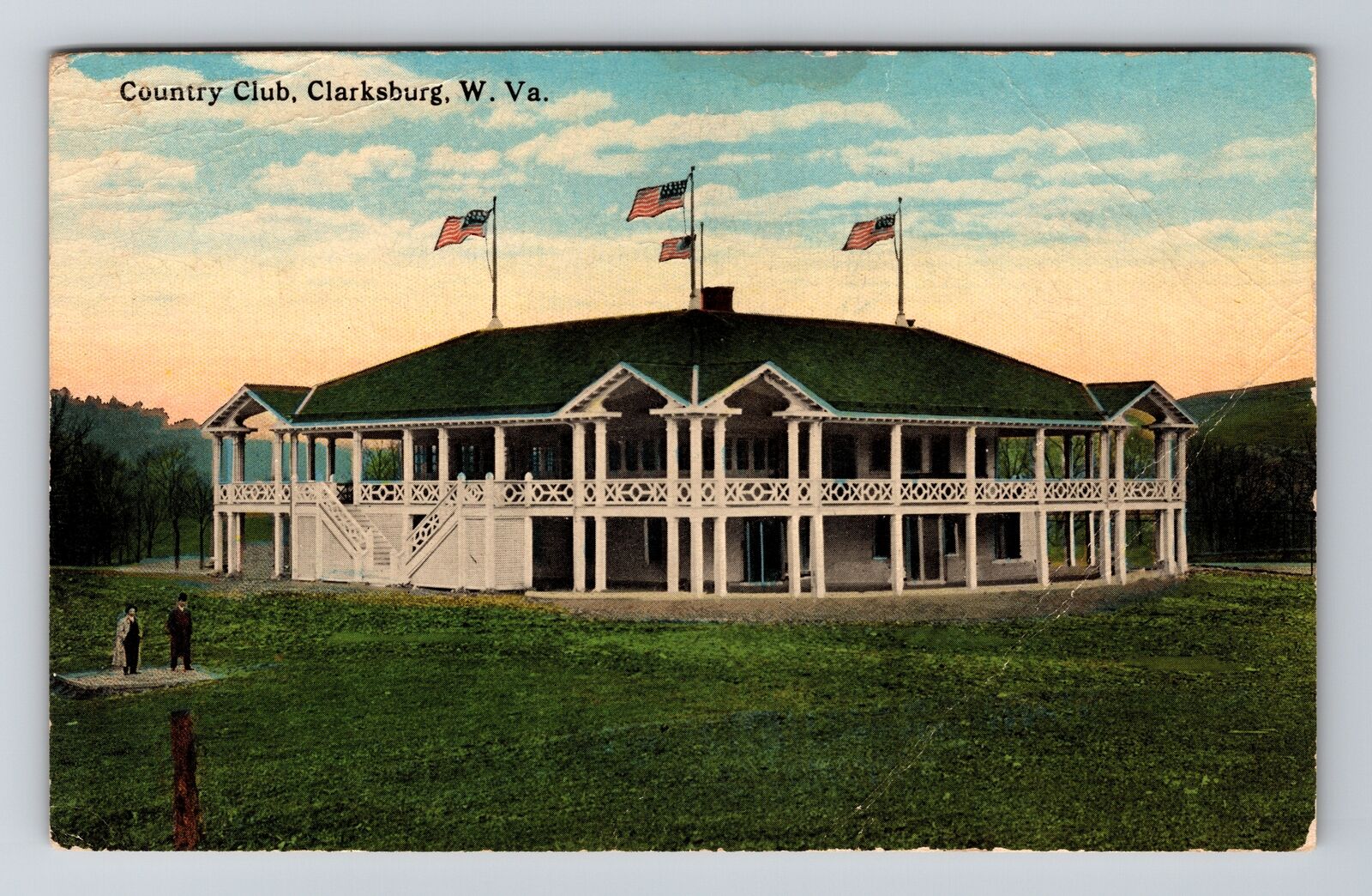 Clarksburg WV-West Virginia, Country Club, Vintage Postcard