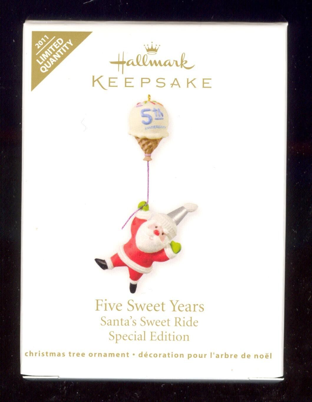 Hallmark 2011 Five Sweet Years Santa\'s Sweet Ride Ornament Limited Edition NIB