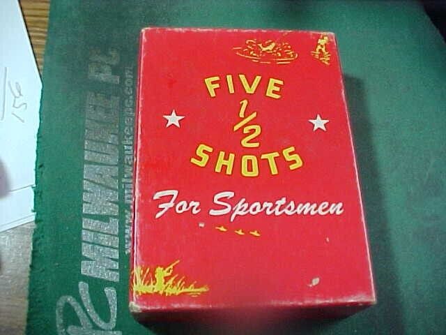 Vintage Whiskey Shotgun Shells Five 1/2 Shots For Sportsmen + Box joke funny SEE