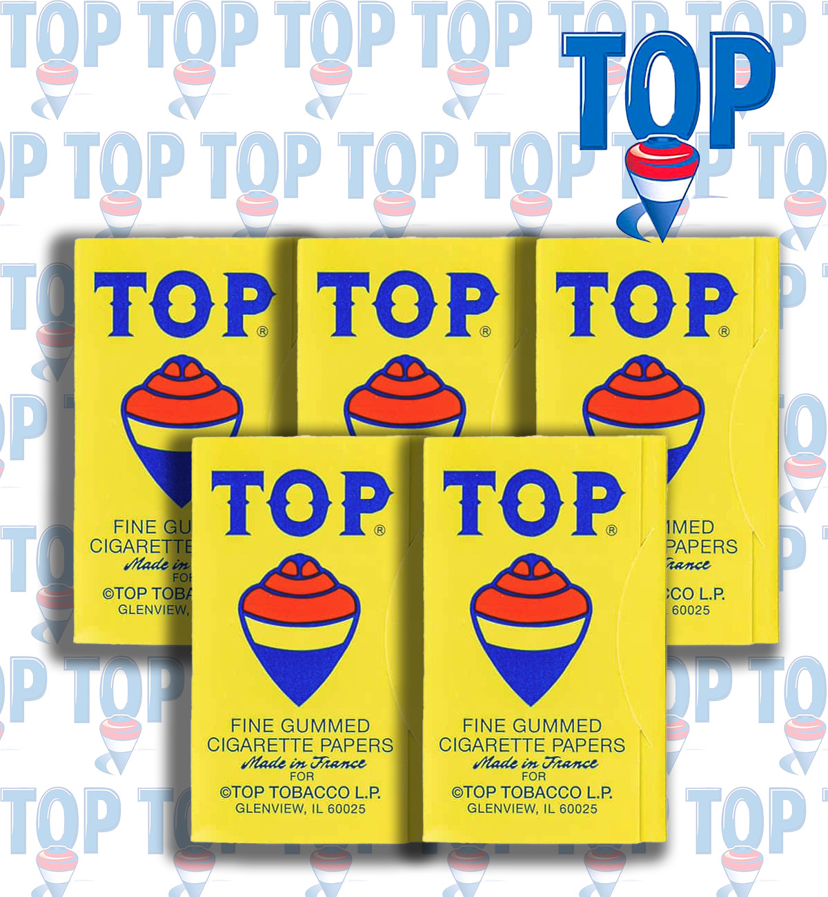 TOP Fine Gummed Cigarette Rolling Papers GENUINE (500 Total Leaves) 5 Booklets