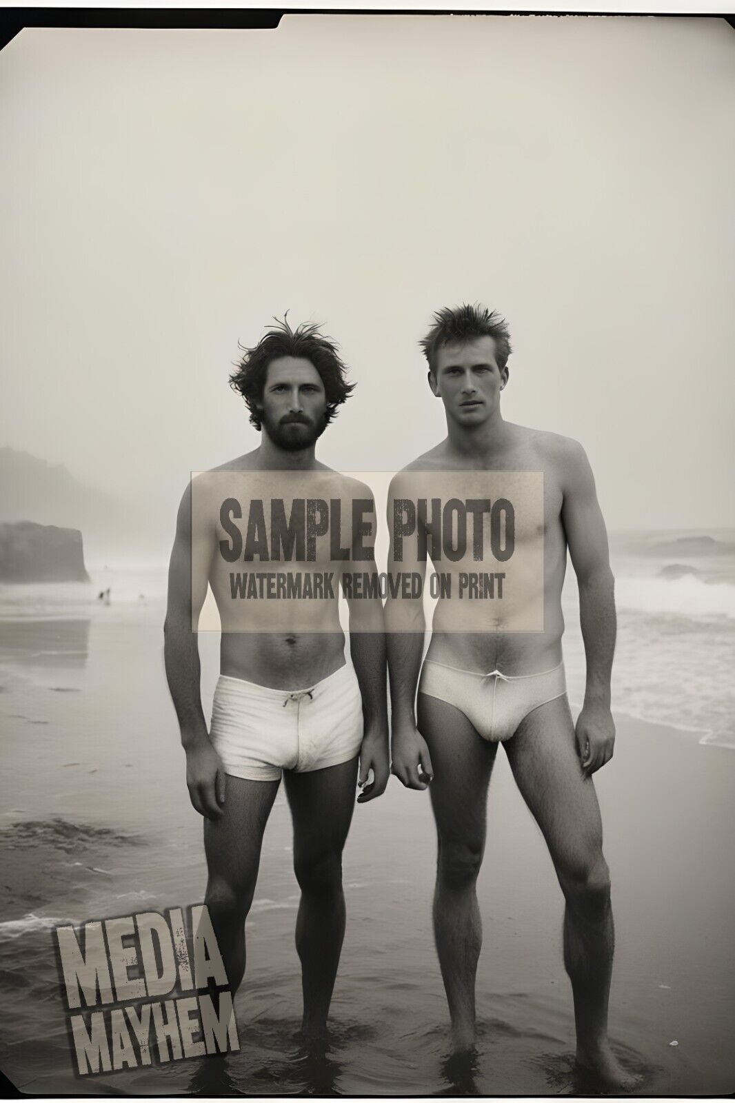 Rugged Hairy Handsome Men in White bulge suits Print 4x6 Gay Interest Photo #111