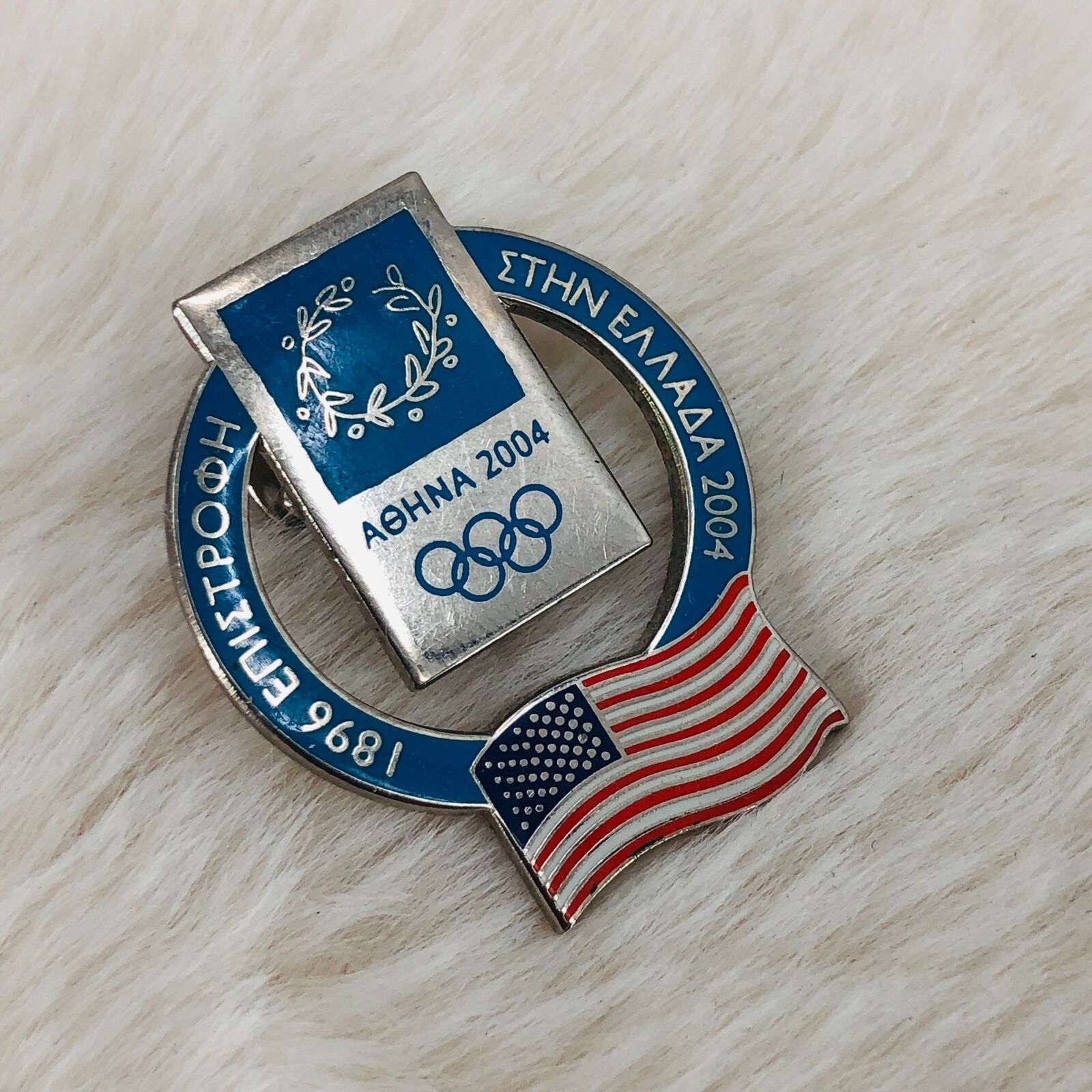 Greek Athens 2004 Team USA Flag Olympic Trading Enamel Lapel Pin