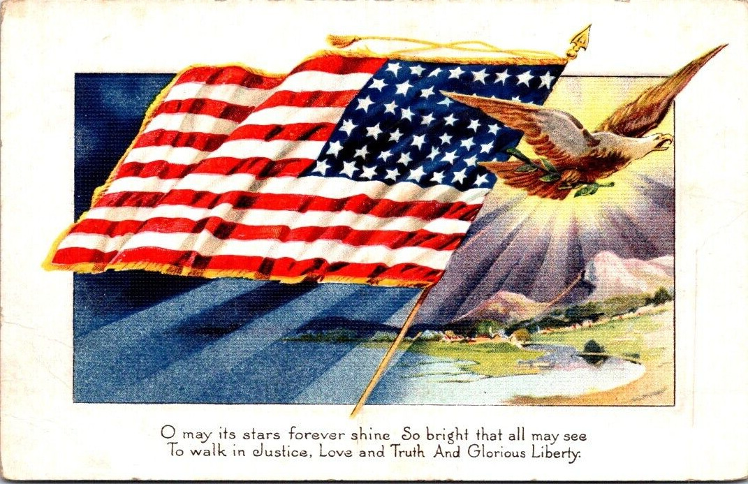 Vintage WB Postcard~Patriotic Series No.252~Embossed~Eagle~American Flag~c1915