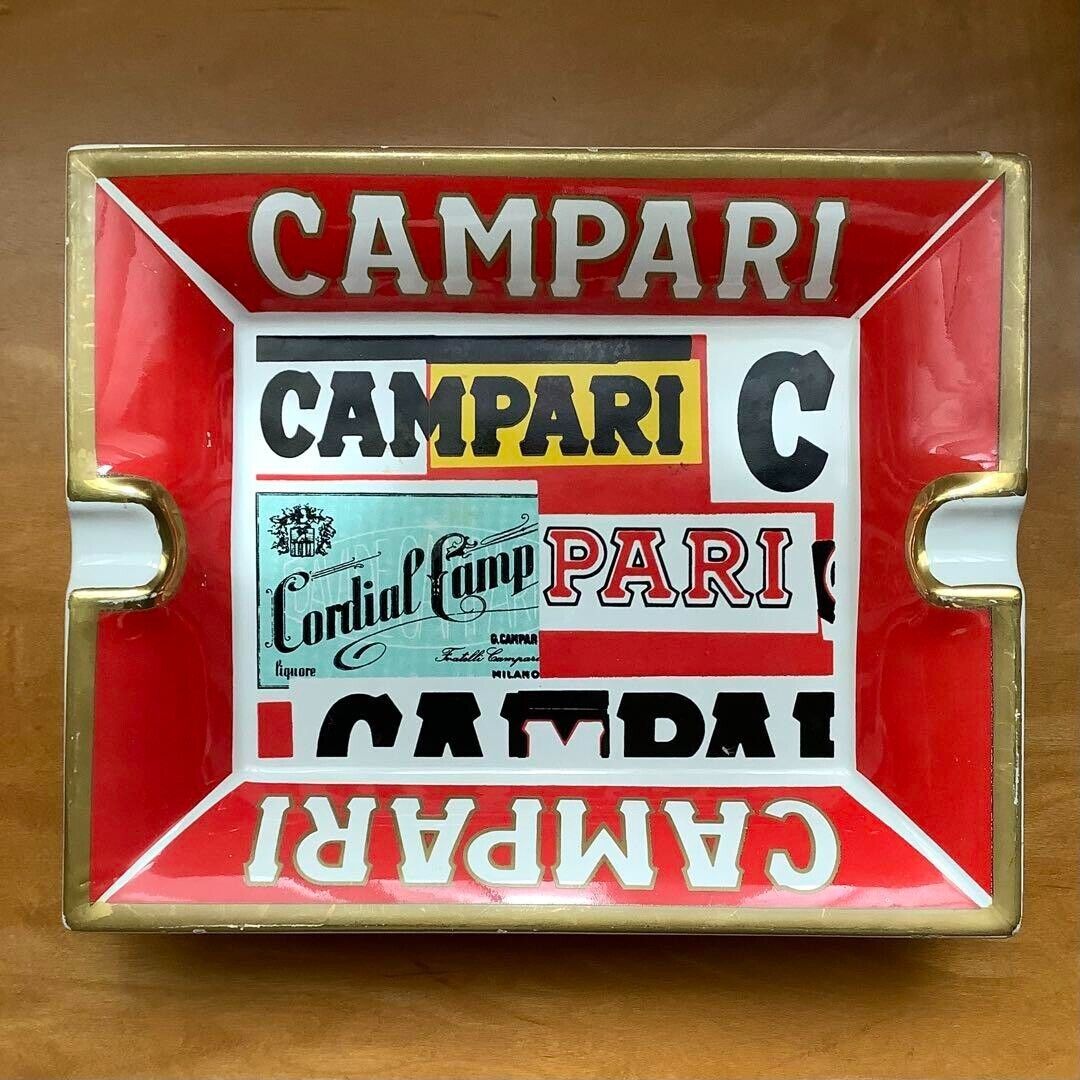 Vintage Campari Cigarette Ashtray Mid Century Munari Advertisement poster Rare