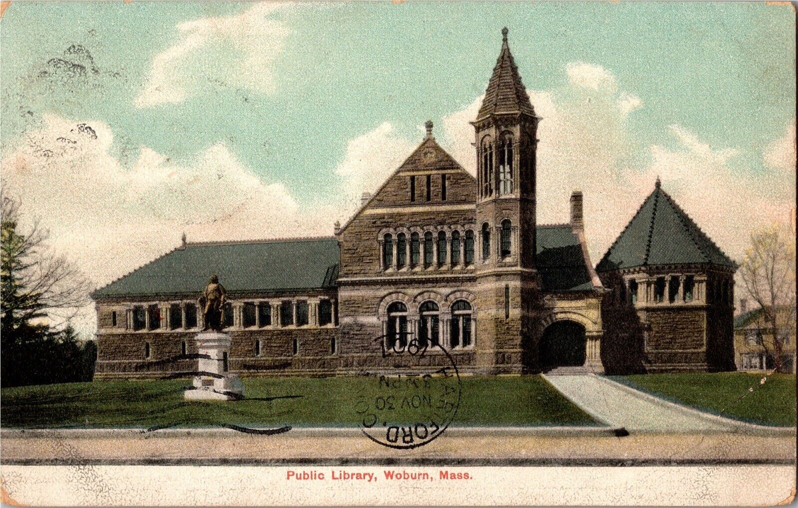 Public Library, Woburn MA UDB c1907 Vintage Postcard N13