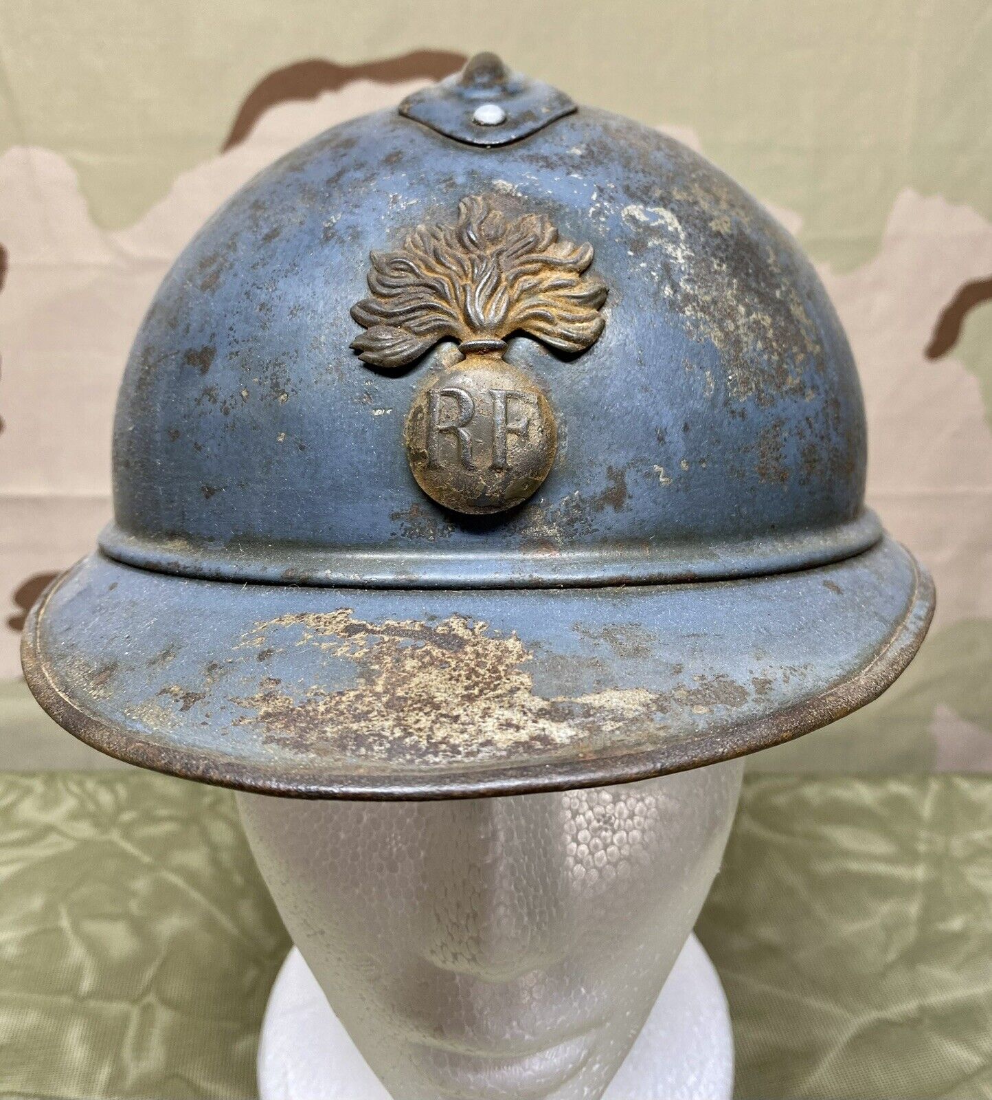 WWI Adrian M15 French Steel Helmet - Horizon Blue - No Liner