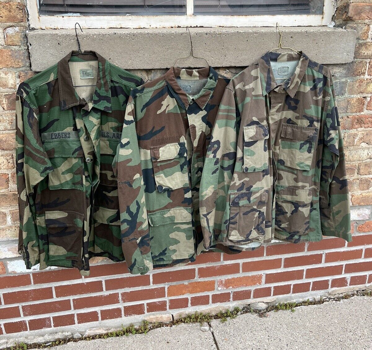 Lot Of 3 US Army NATO Woodland Camo BDU Shirt Regular Med Tunic Jacket Military