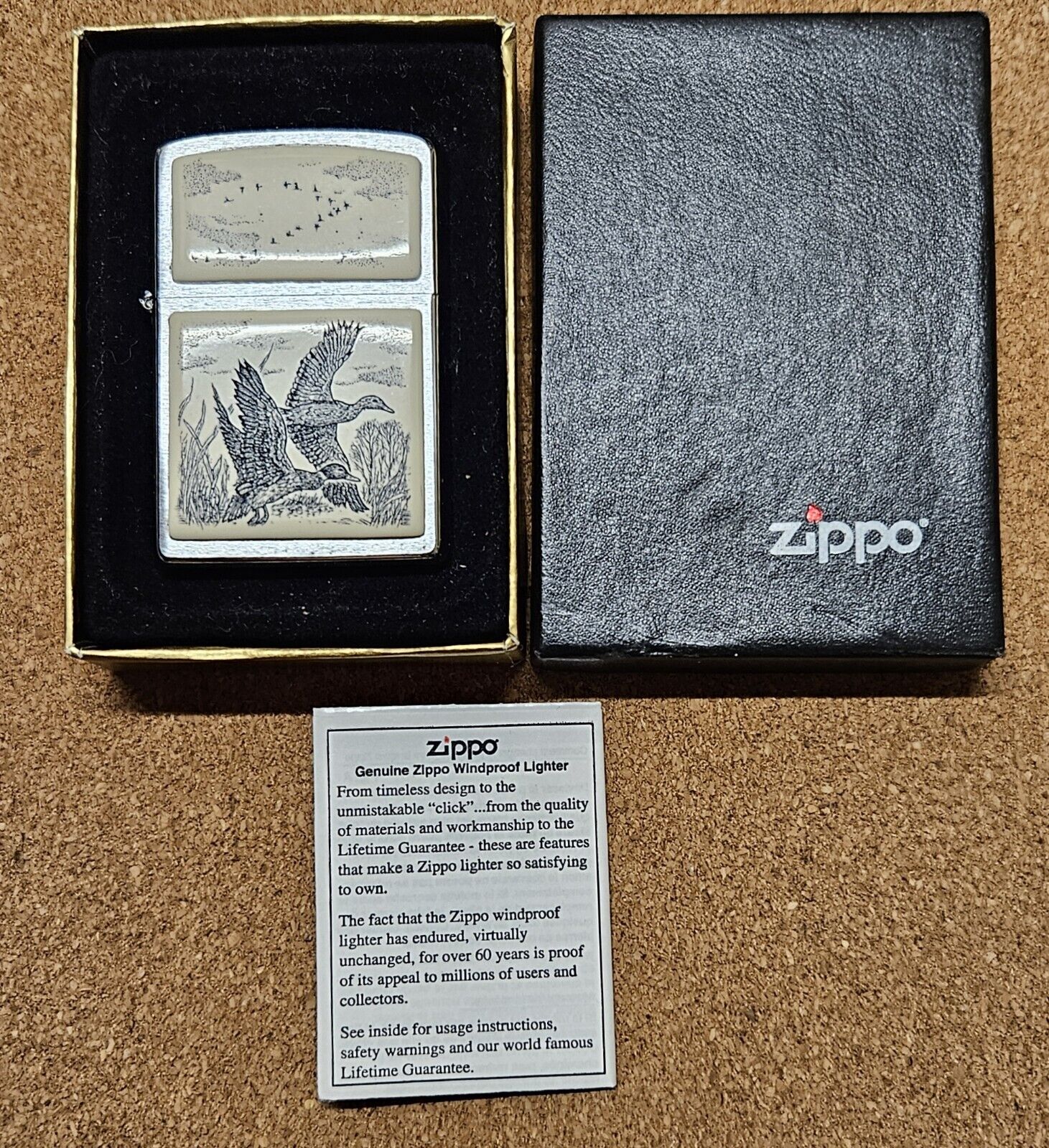 2004 ZIPPO Scrimshaw DUCKS Lighter In Box Unfired