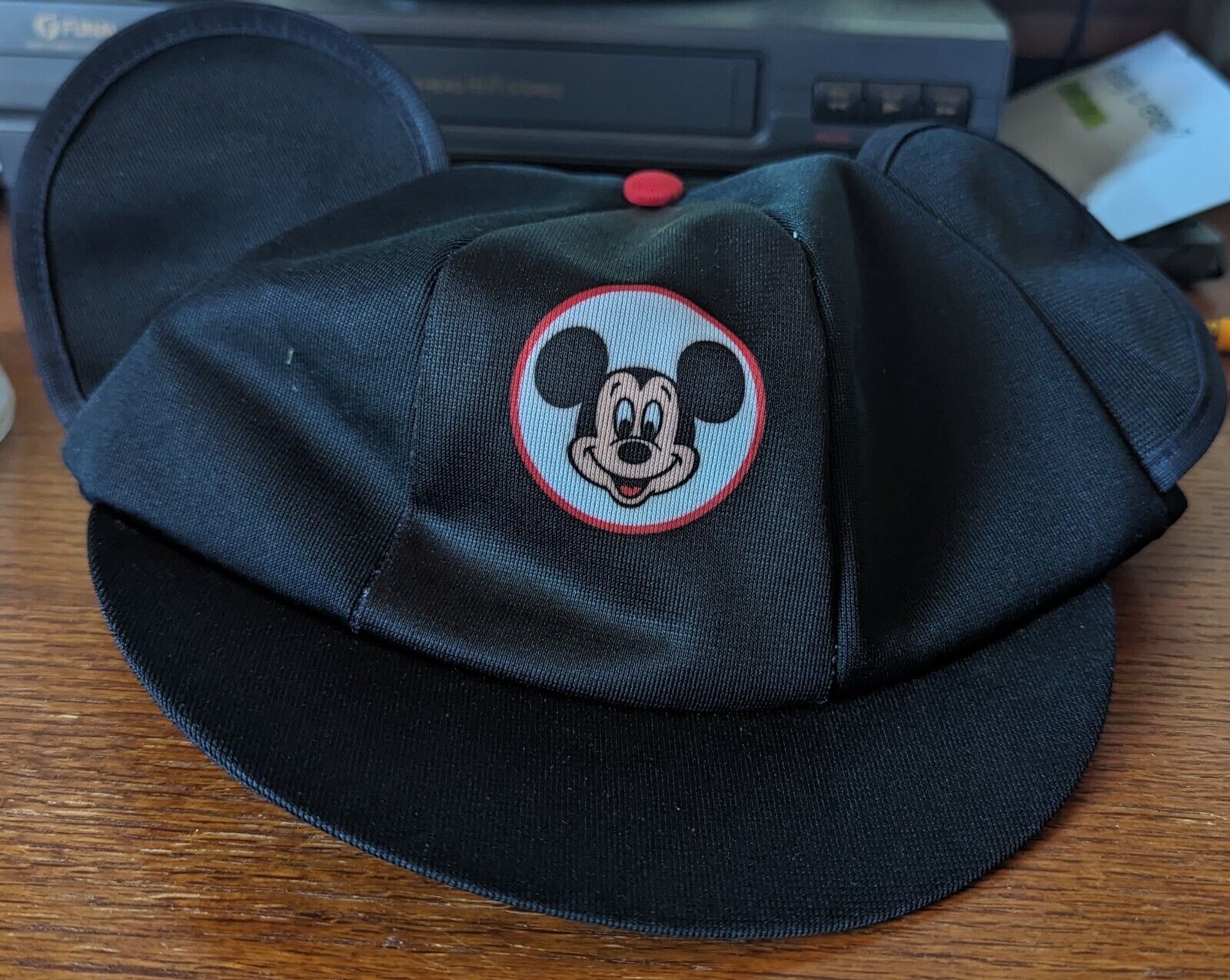Vintage 80s Mickey Mouse Cap Adult OS Ears SnapBack Hat Black Disney Made in USA