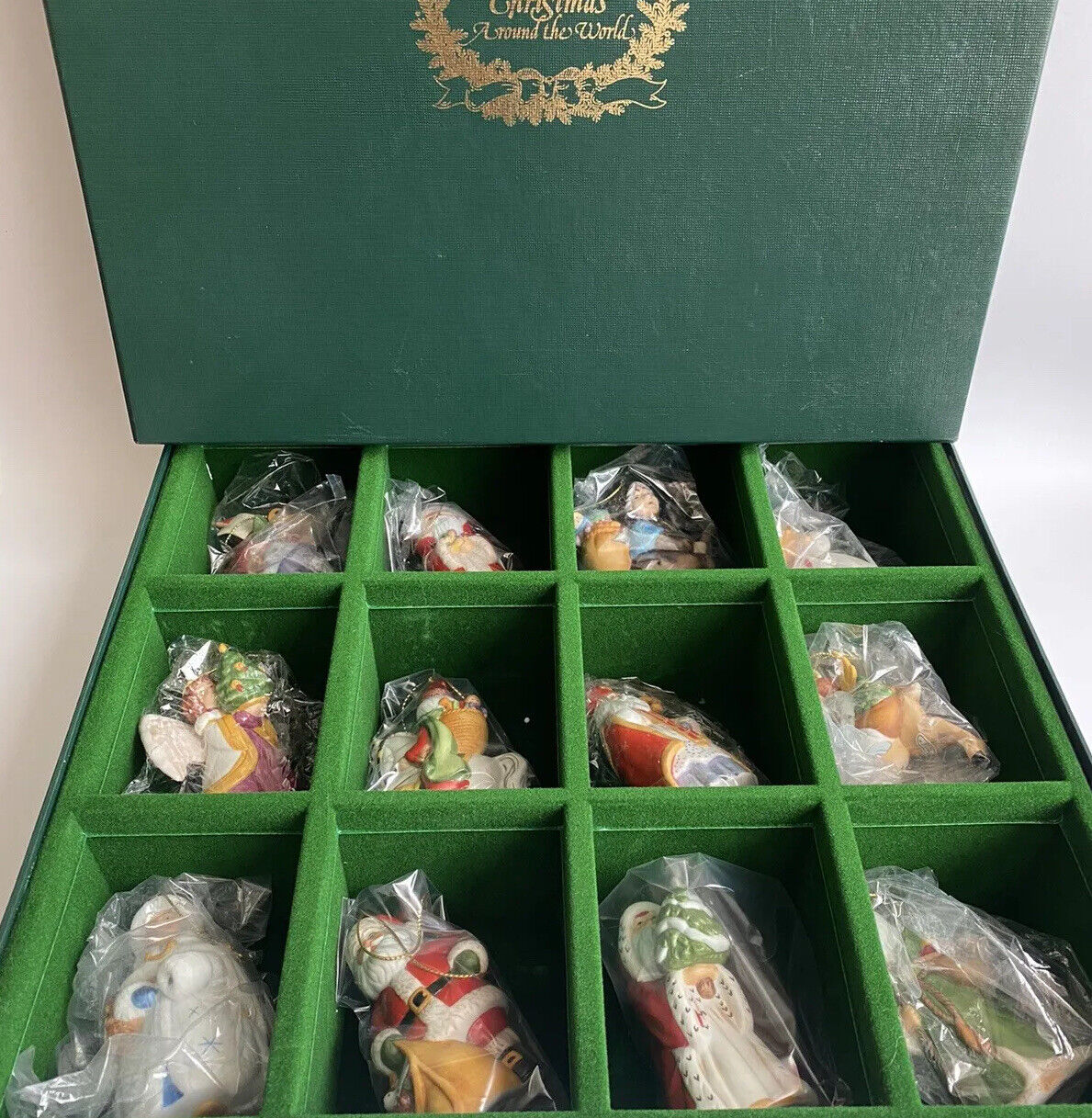 Franklin Mint Vintage 1988 Faces of Christmas Around World Ornaments Box of 12