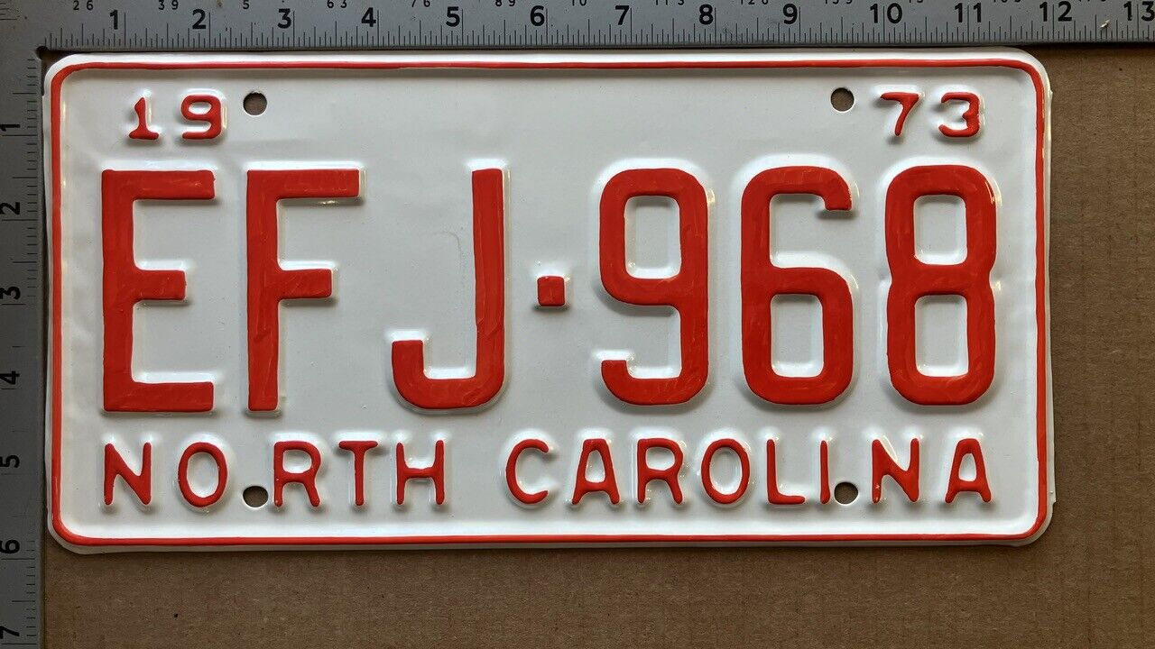 1973 North Carolina license plate EFJ 968 Ford Chevy Dodge 13834