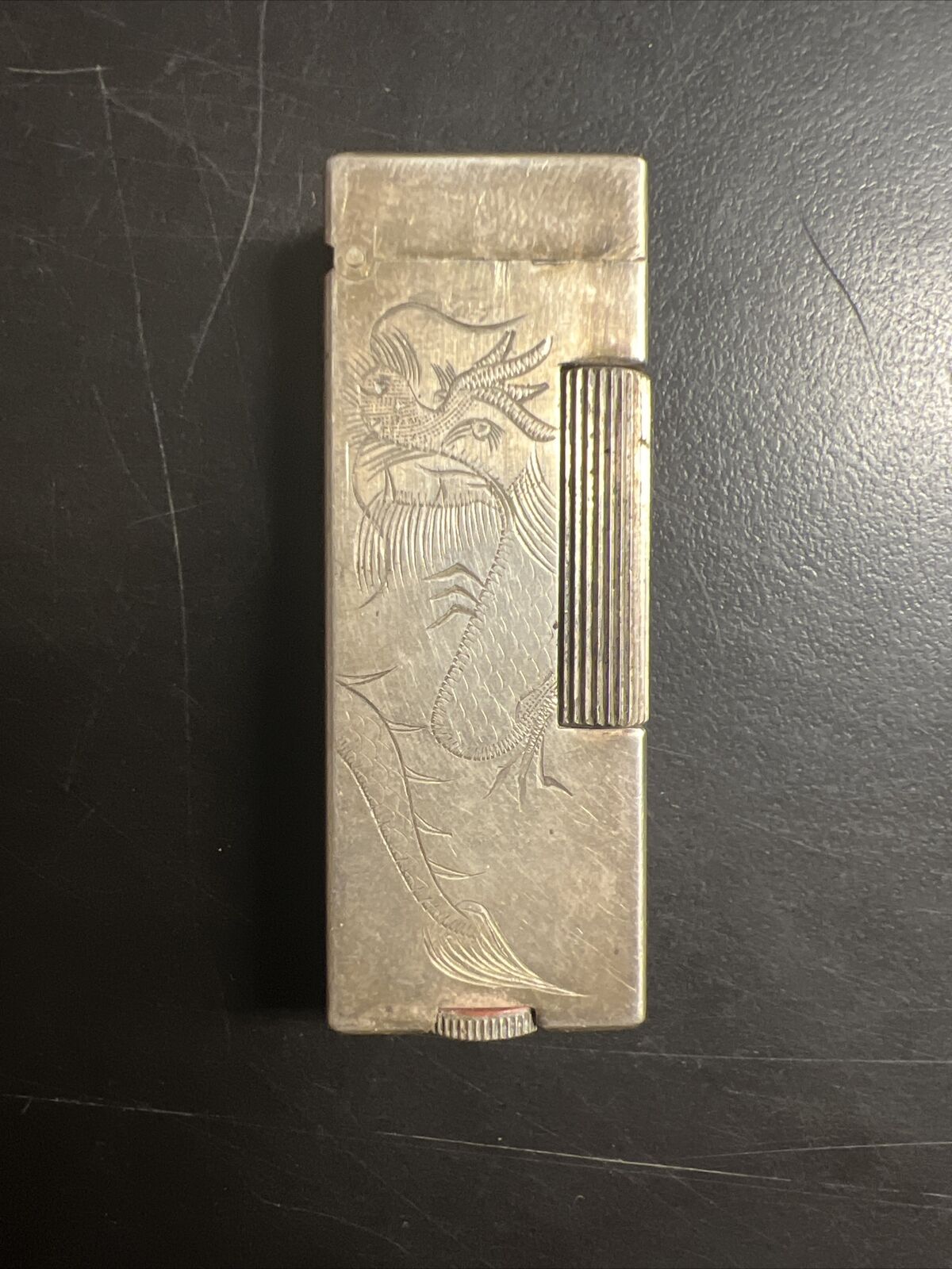 Rare Antique SHANGHAI DUNHILL ROLLALITE LIGHTER 900 SILVER ETCHED DRAGON