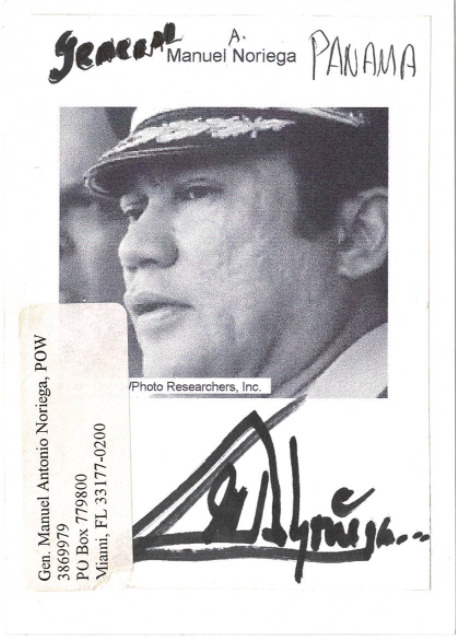 Manuel Noriega signed autographed index card AMCo COA 2459