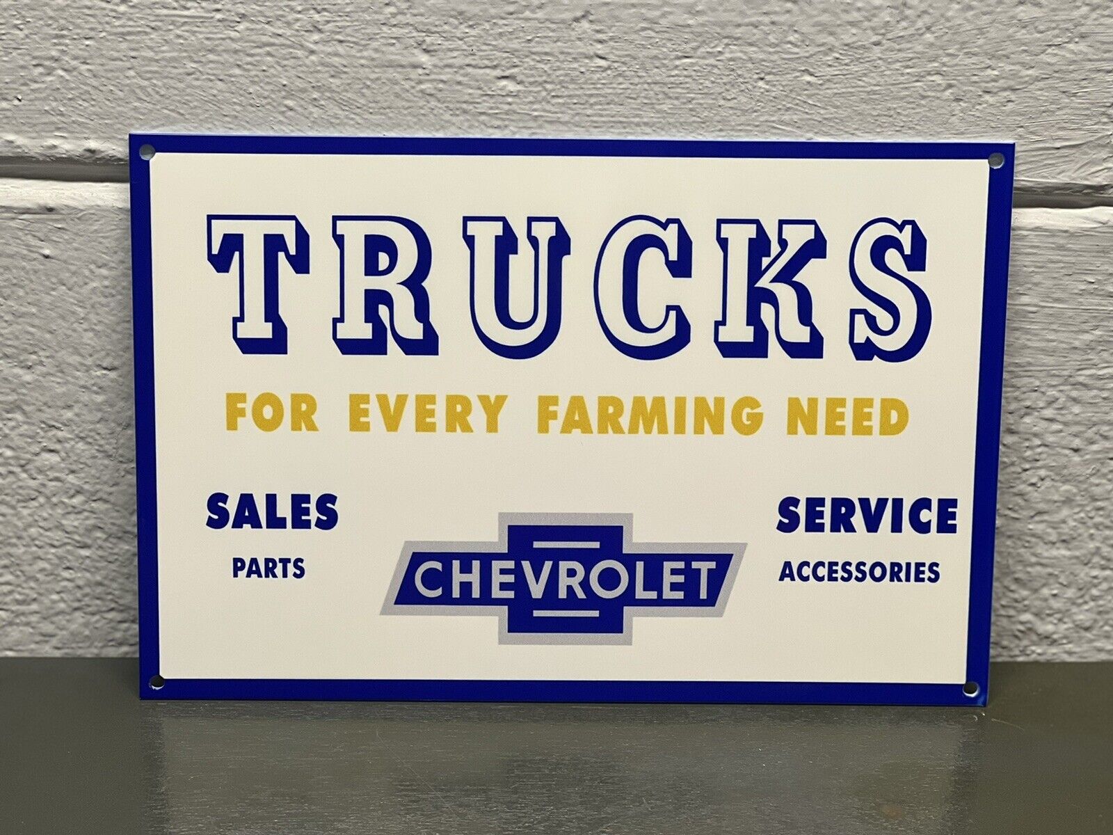 Chevrolet Trucks Thick Metal Sign Sales Service Parts Garage Gas Oil Diesel Car