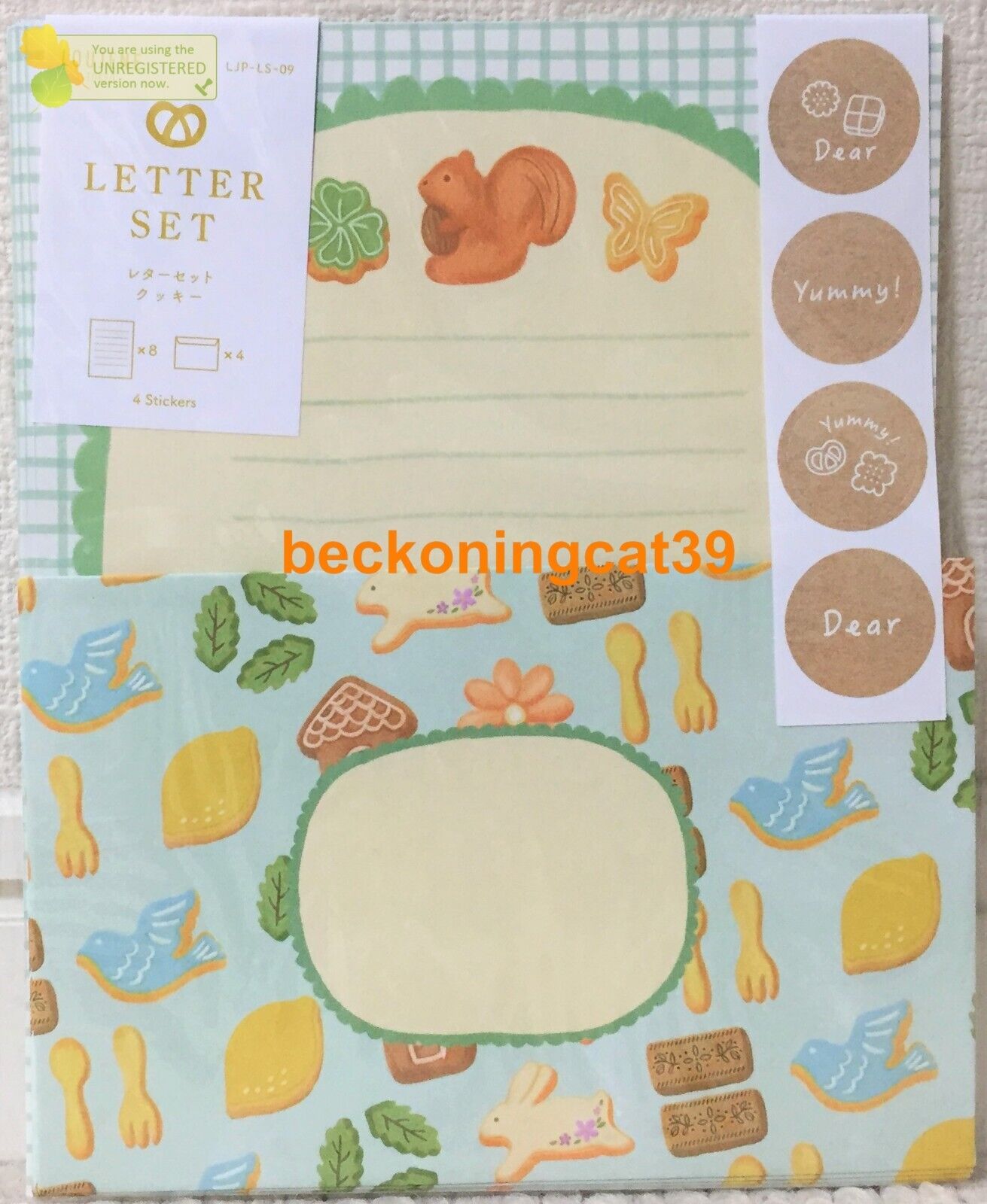LAST LOUJENE Tokyo Animal Cookie Letter 8 Envelope 4 Sticker SET Squirrel JAPAN