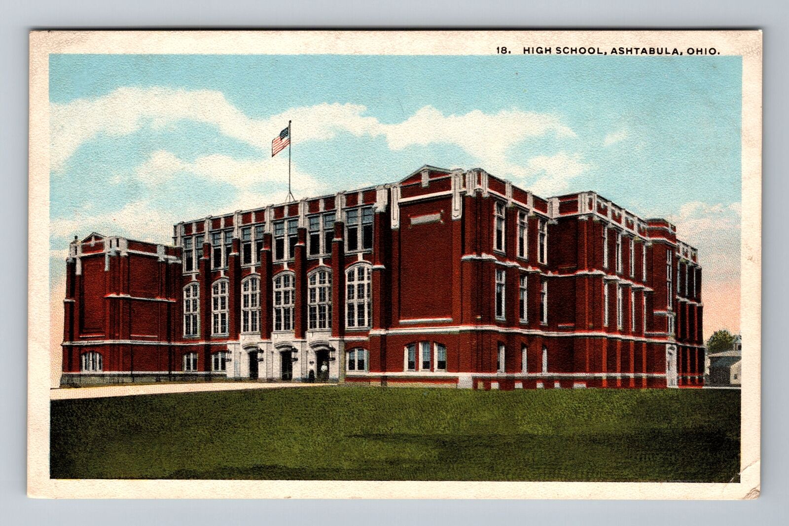 Ashtabula OH-Ohio, High School, Antique Vintage Souvenir Postcard