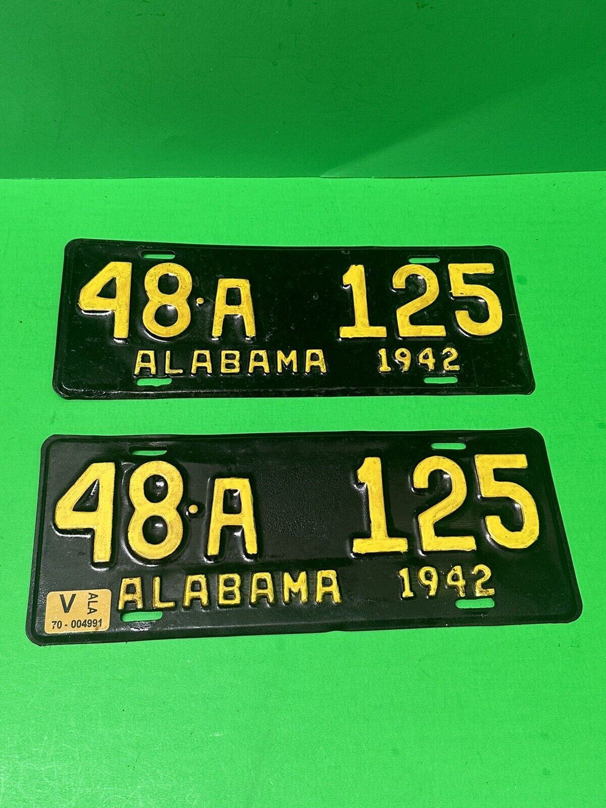 PAIR 1942 Alabama License Plate Tag 