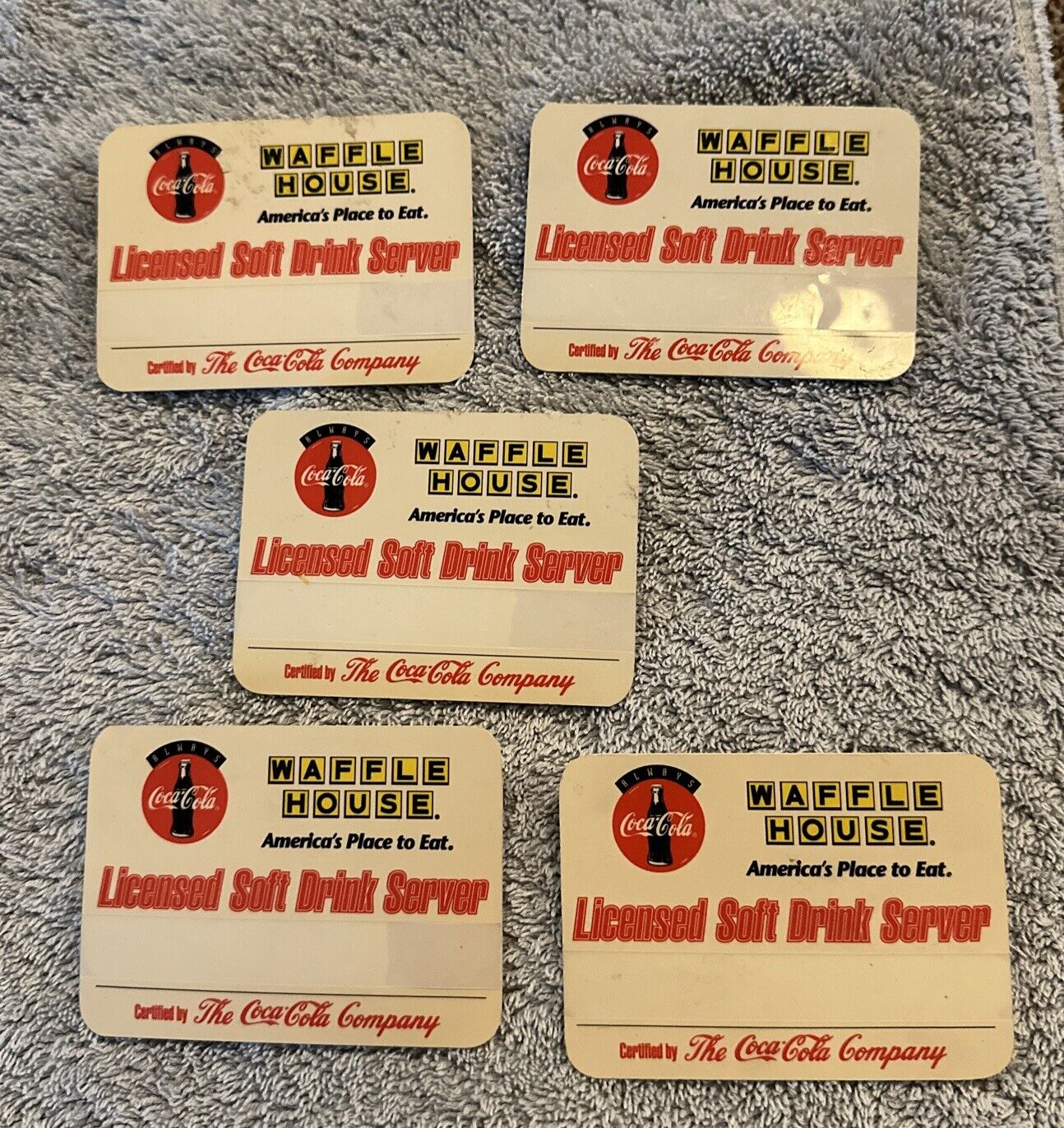Lot Of 5 Waffle House Badges - Hard To Find