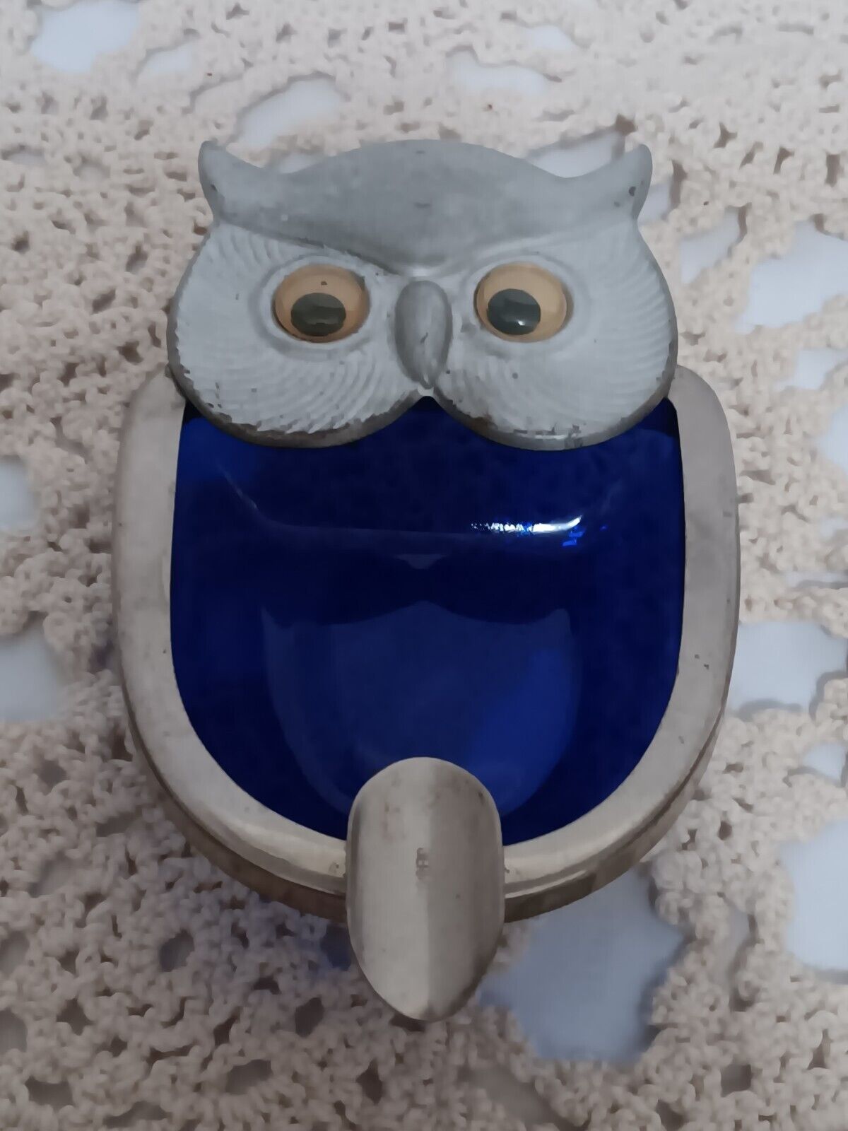 MCM Cobalt Blue Glass Owl with Google Eyes Made in Germany