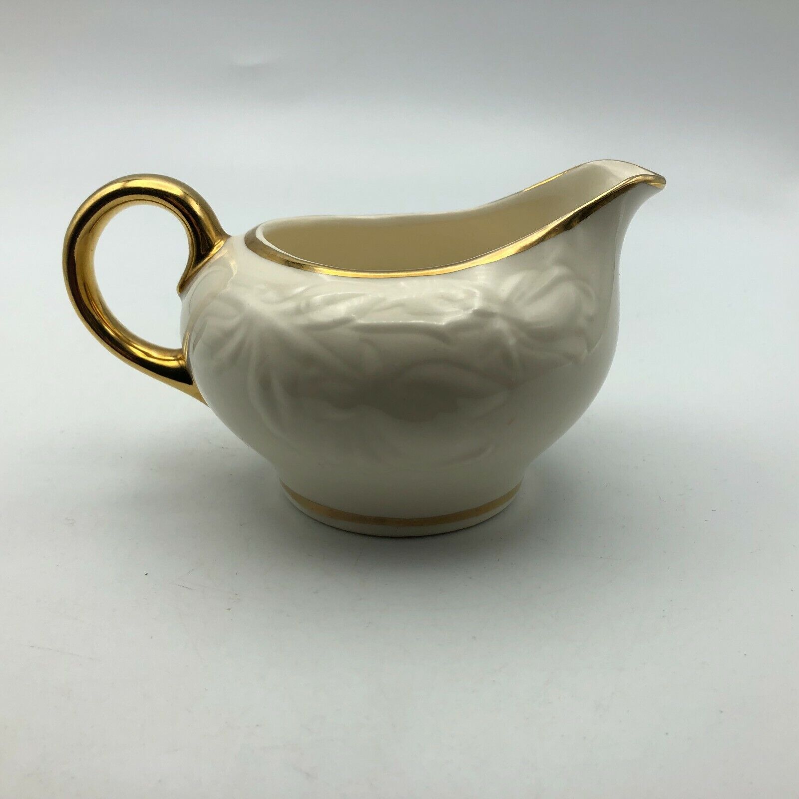 Vintage Puritan Hand Decorated 22KT Gold Trim Pearl China Creamer D3 