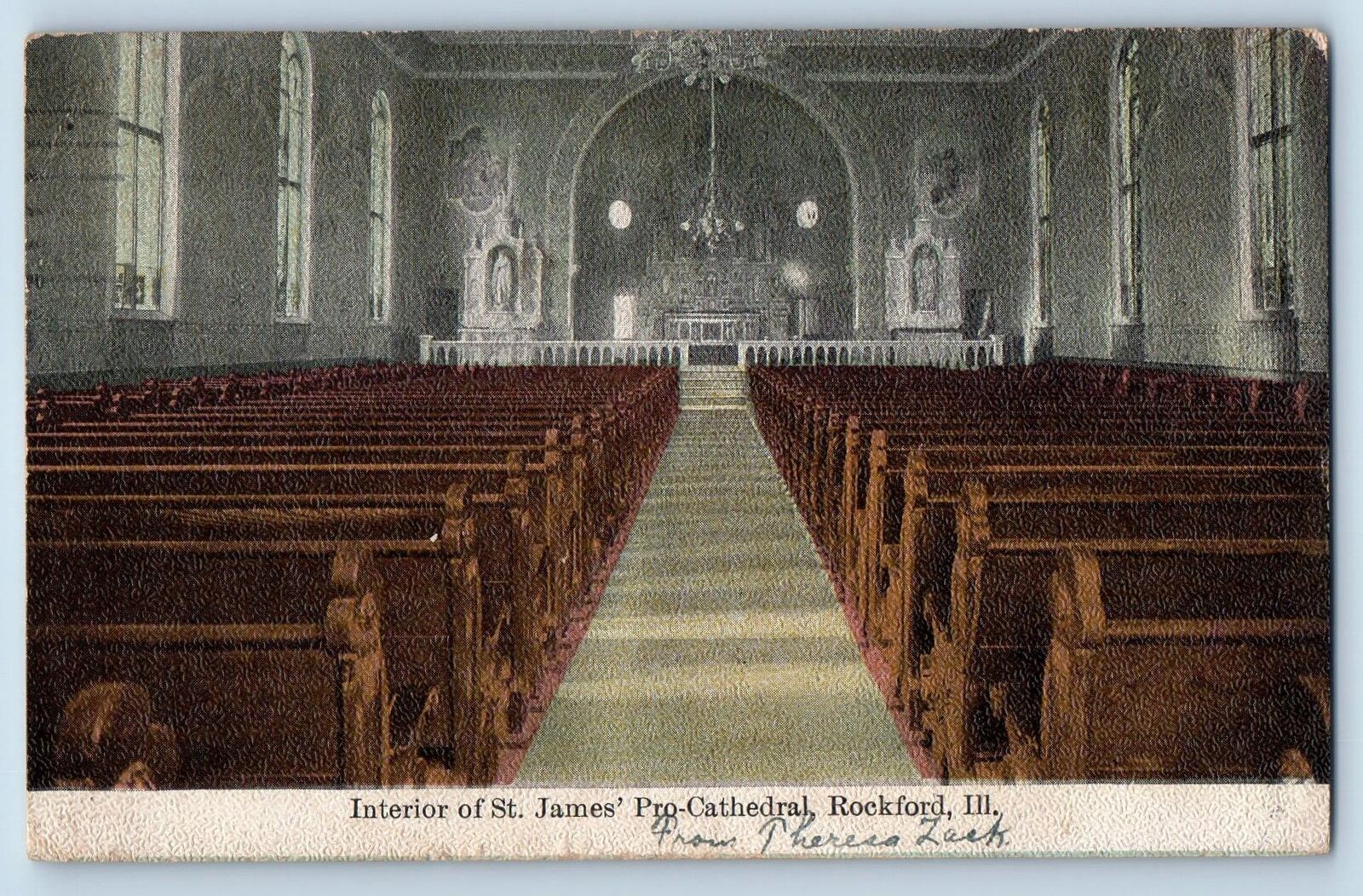 Rockford Illinois IL Postcard Interior Of St. James Pro-Cathedral 1910 Antique