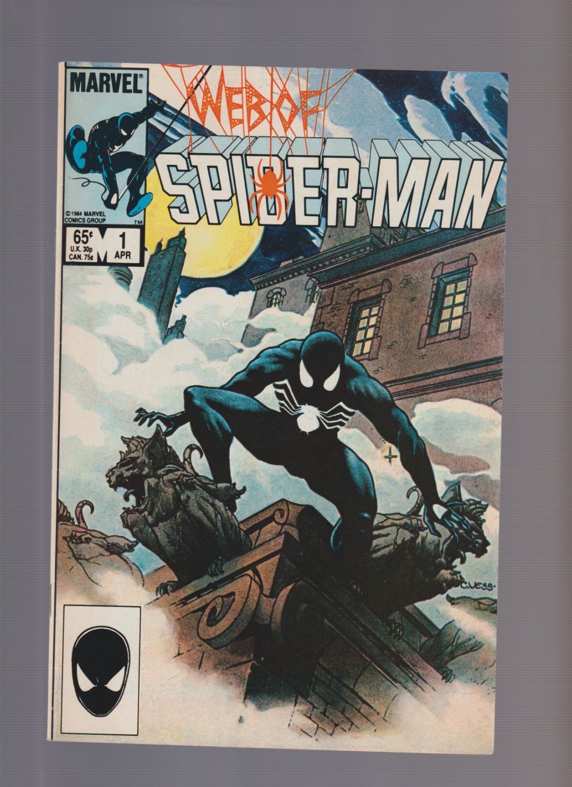 WEB OF SPIDER-MAN #1 (1984) ICONIC VESS PAINTED COVER FINAL BATTLE Symbiote