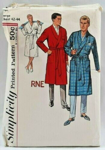 1960s Simplicity Sewing Pattern 4739 Mens Robe Size Large 42-44 Chest Vintg 5735