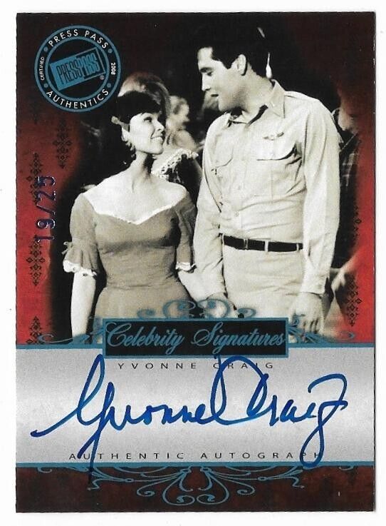 2008 Press Pass Elvis By The Numbers Celebrity Signatures Blue Yvonne Craig #/25