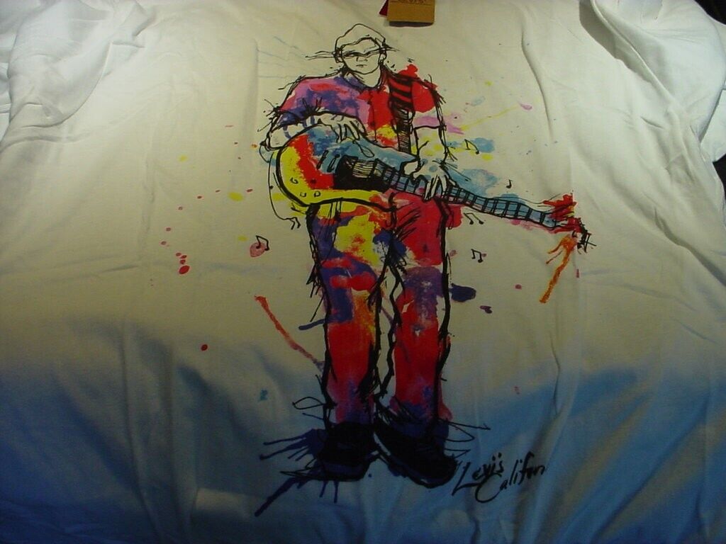 Vintage Levi California t shirt-colorful guitarist image-with original tags-3xl