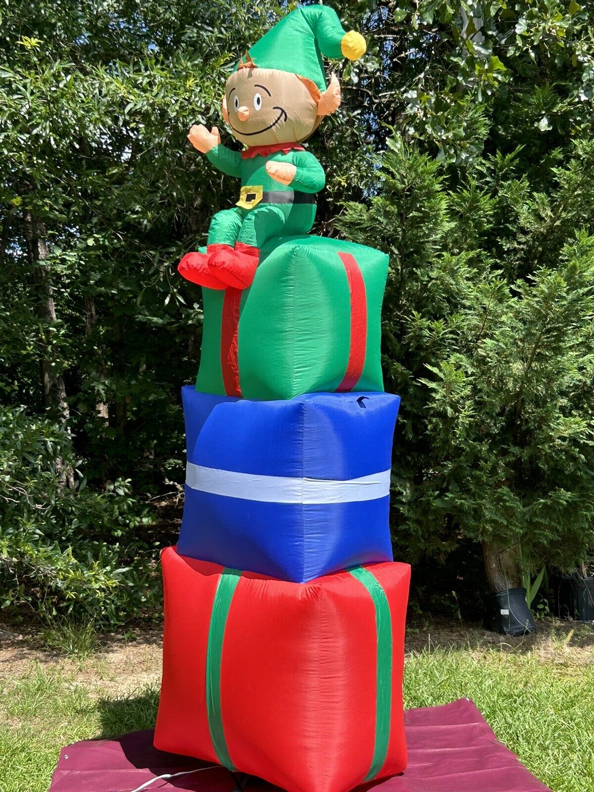 Gemmy 10’ Tall Elf Giant Christmas Present  Stack Prototype inflatable Airblown