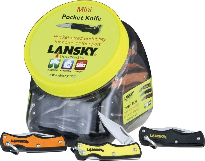 Lansky Bowl 45 Mini Lockback Pocket Knives Stainless Blades Synth/Rubber Handles