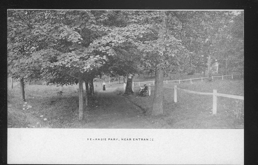 1900s Perkasie, Pennsylvania Perkasie Park Entrance  RAILROAD back 2