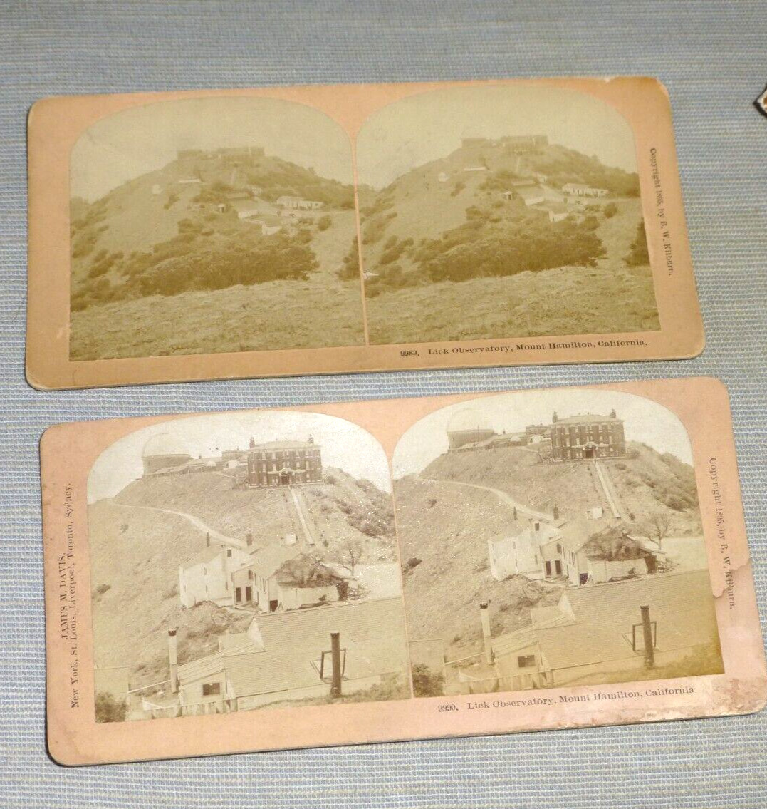 VINTAGE lot of 2 STEREOVIEW PHOTOS OF LICK OBSERVATORY MT. HAMILTON CAL 1895