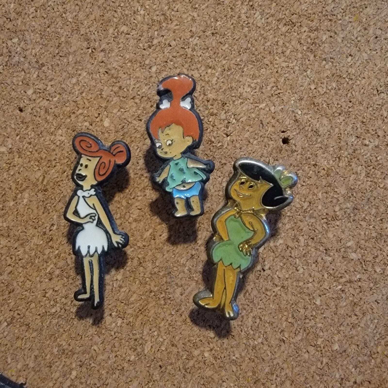 Vintage Wilma Betty Pebbles The Flintstones Enamel Pin Lot