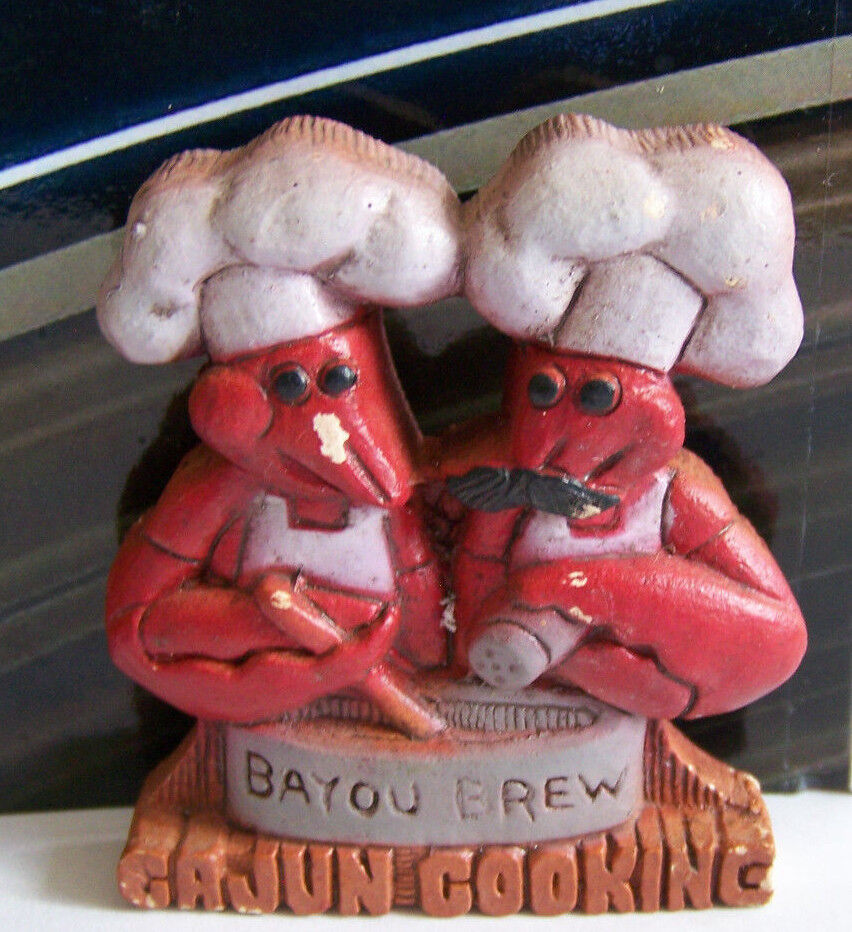 Rare Vintage Fridge Magnet Retro Wood Humorous Bayou Brew Cajun Cooking Hats