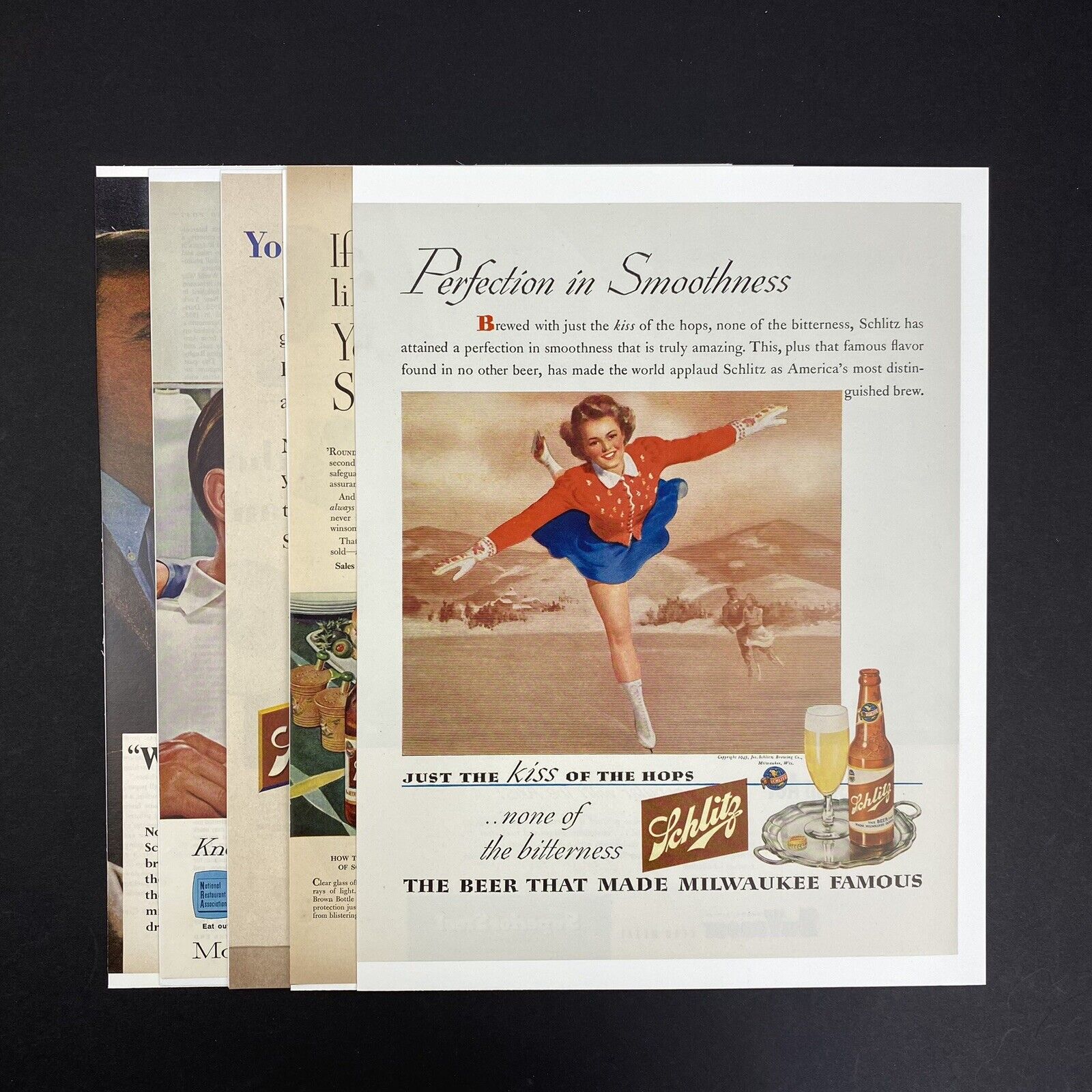Vintage 1943 1950s 1966 Schlitz Beer Print Magazine Ads Lot of 5