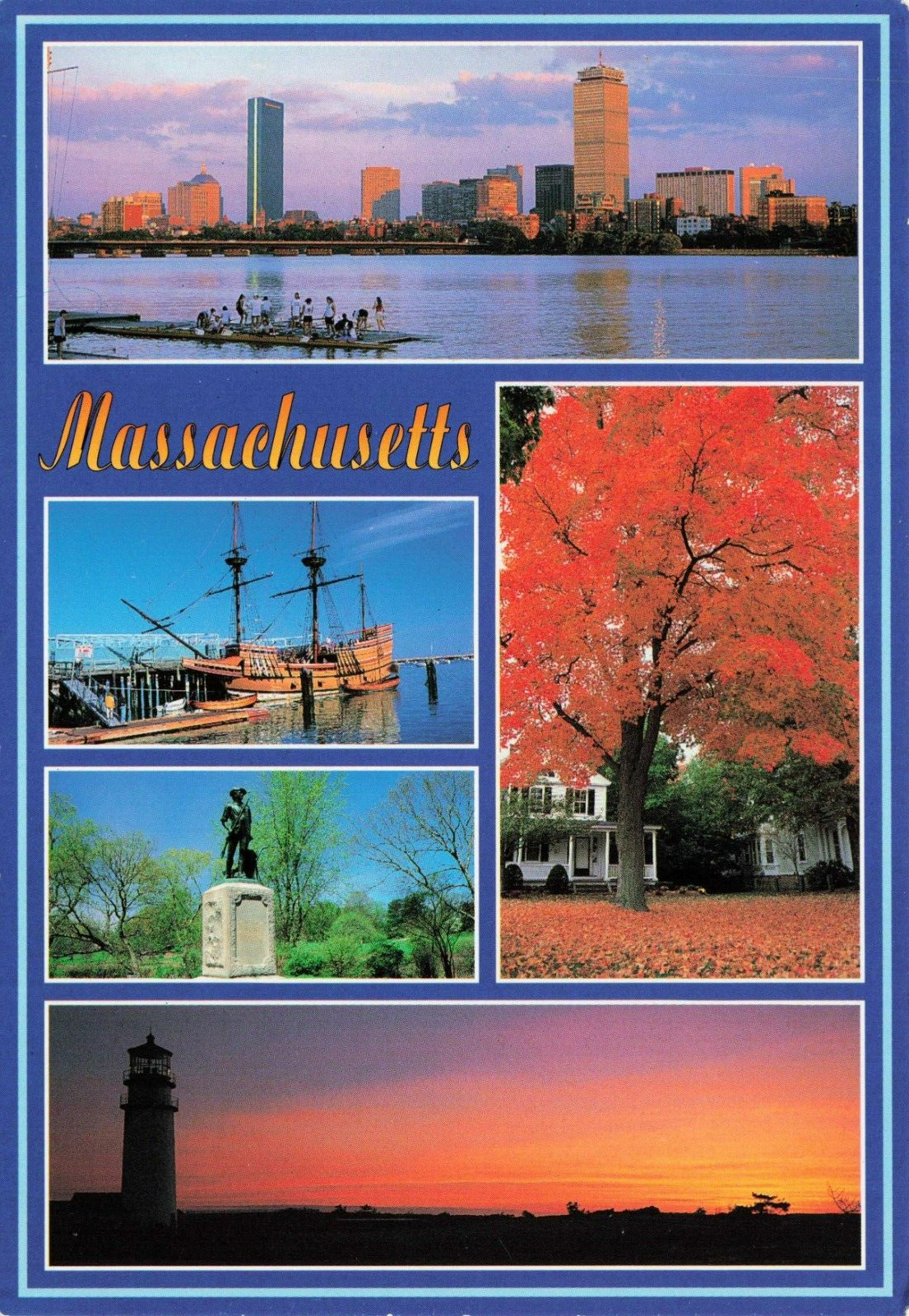 Postcard Greetings from Massachusetts MA USA Multiviews