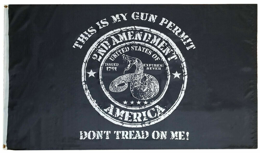 3x5 This Is My Gun Permit 2nd Amendment Black Poly Nylon 5x3 NRA Flag Banner