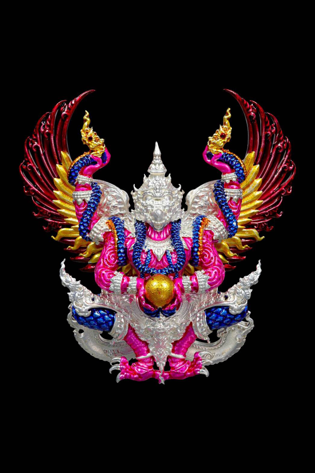 3D Garuda 4 hand Magic Naga Genuine amulet protect charms Buddhist art Talismans
