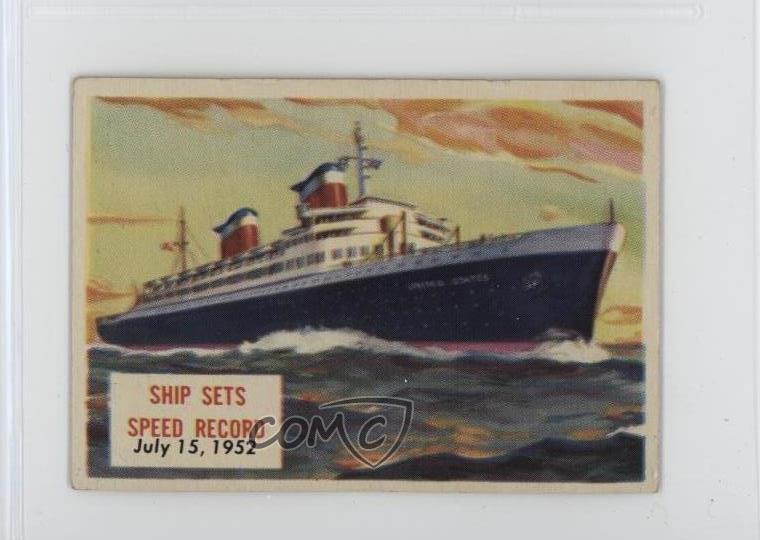 1954 Topps Scoops Harry Manning Ship Sets Spped Record #152 16q9