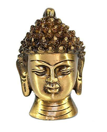 ESPLANADE Brass Buddha Face Showpiece, Small, Golden, 1 Piece